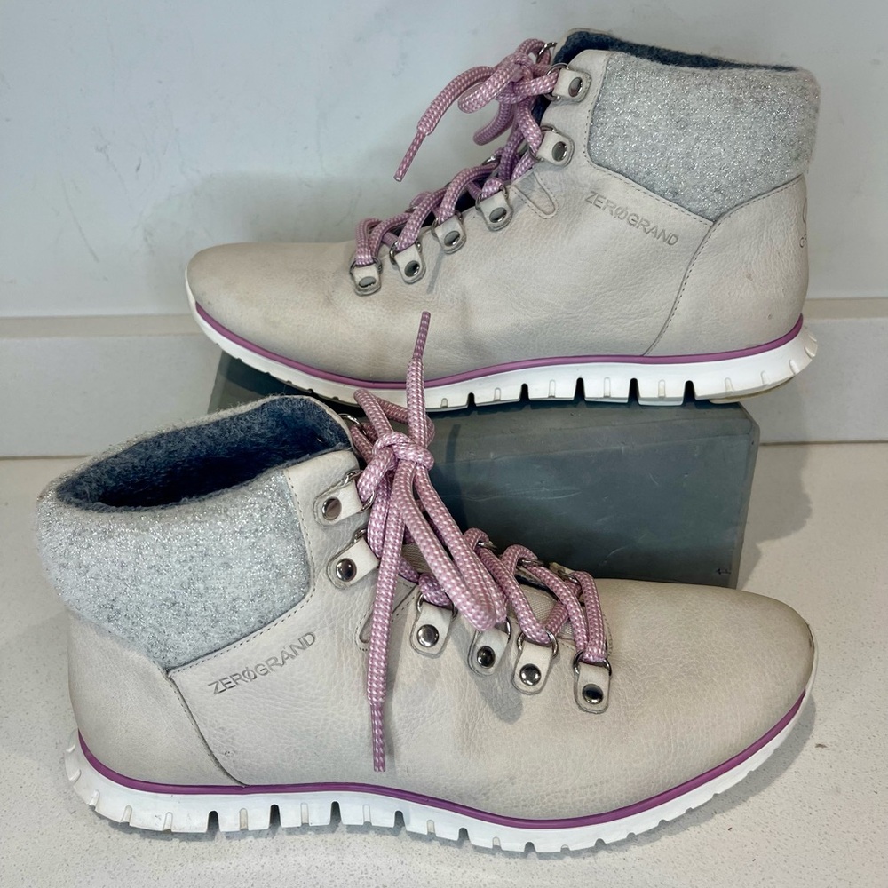 Cole Haan Zero Grand Hiker boots Dove and pink lilac size 8